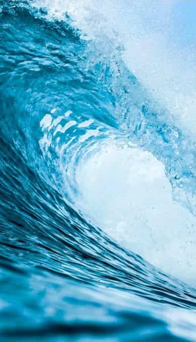 Portrait view ocean wave crashing